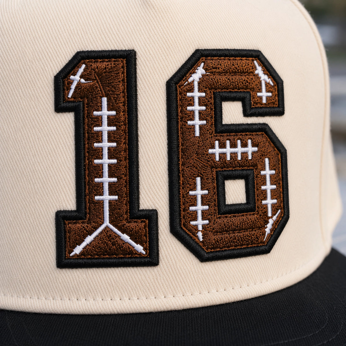 Custom Football Number Snapback Hats - Embroidered Your Text, Name, Logo on Front, Side & Back