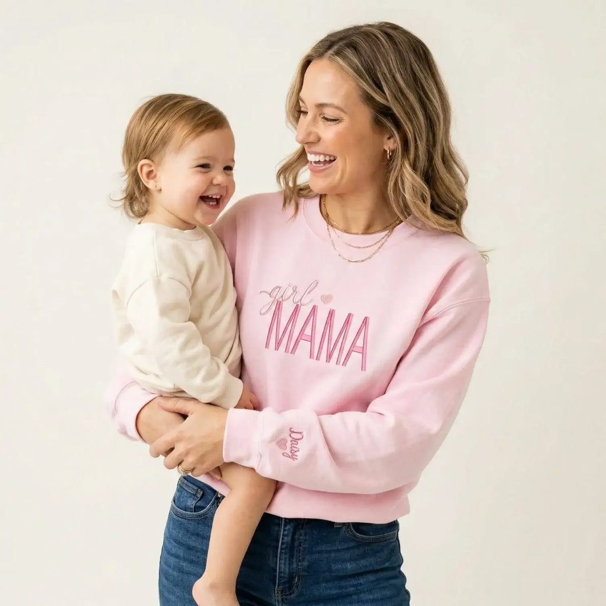 custom embroidered mama sweatshirt with kids names personalized mother's day gift for mom