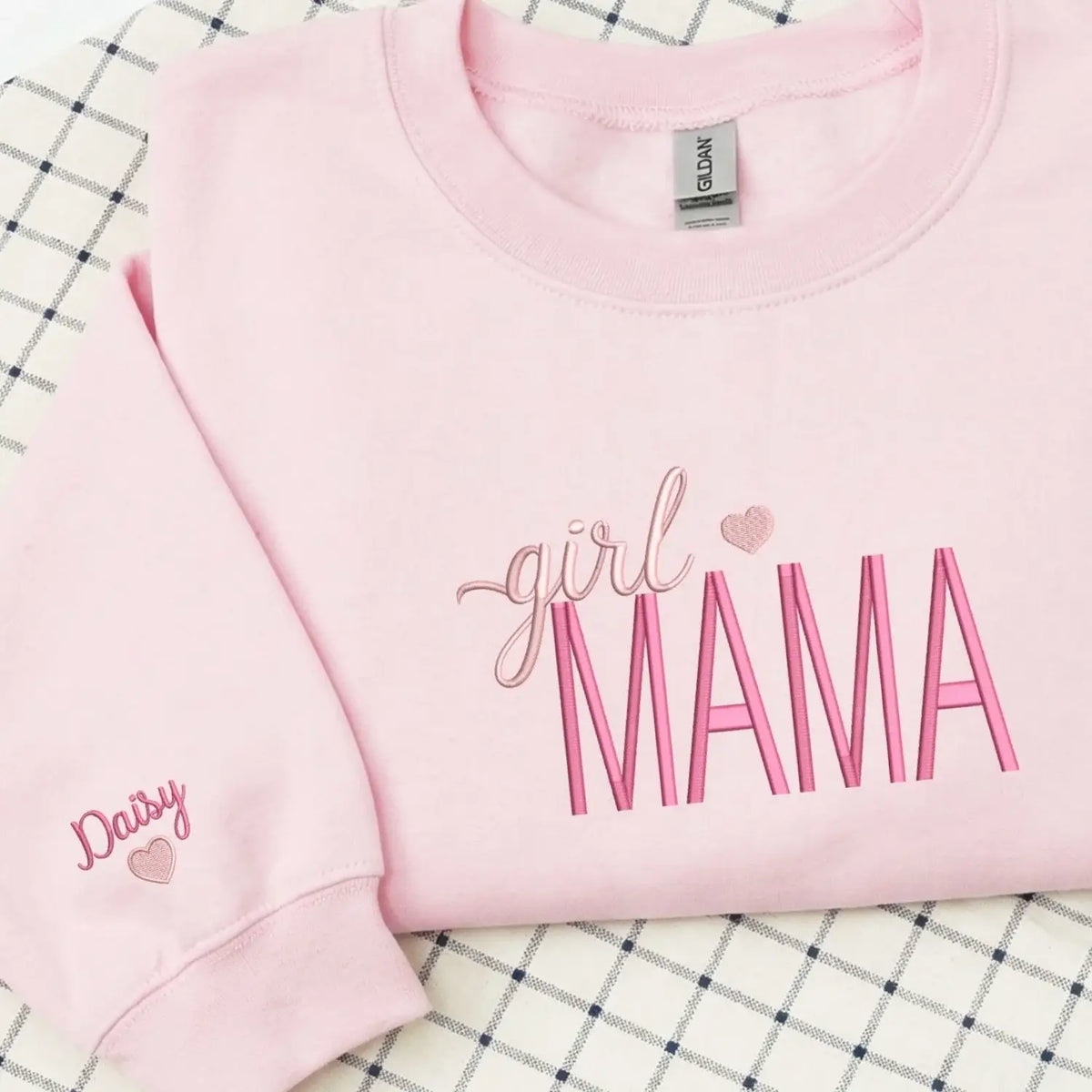 custom embroidered mama sweatshirt with kids names personalized mother's day gift for mom