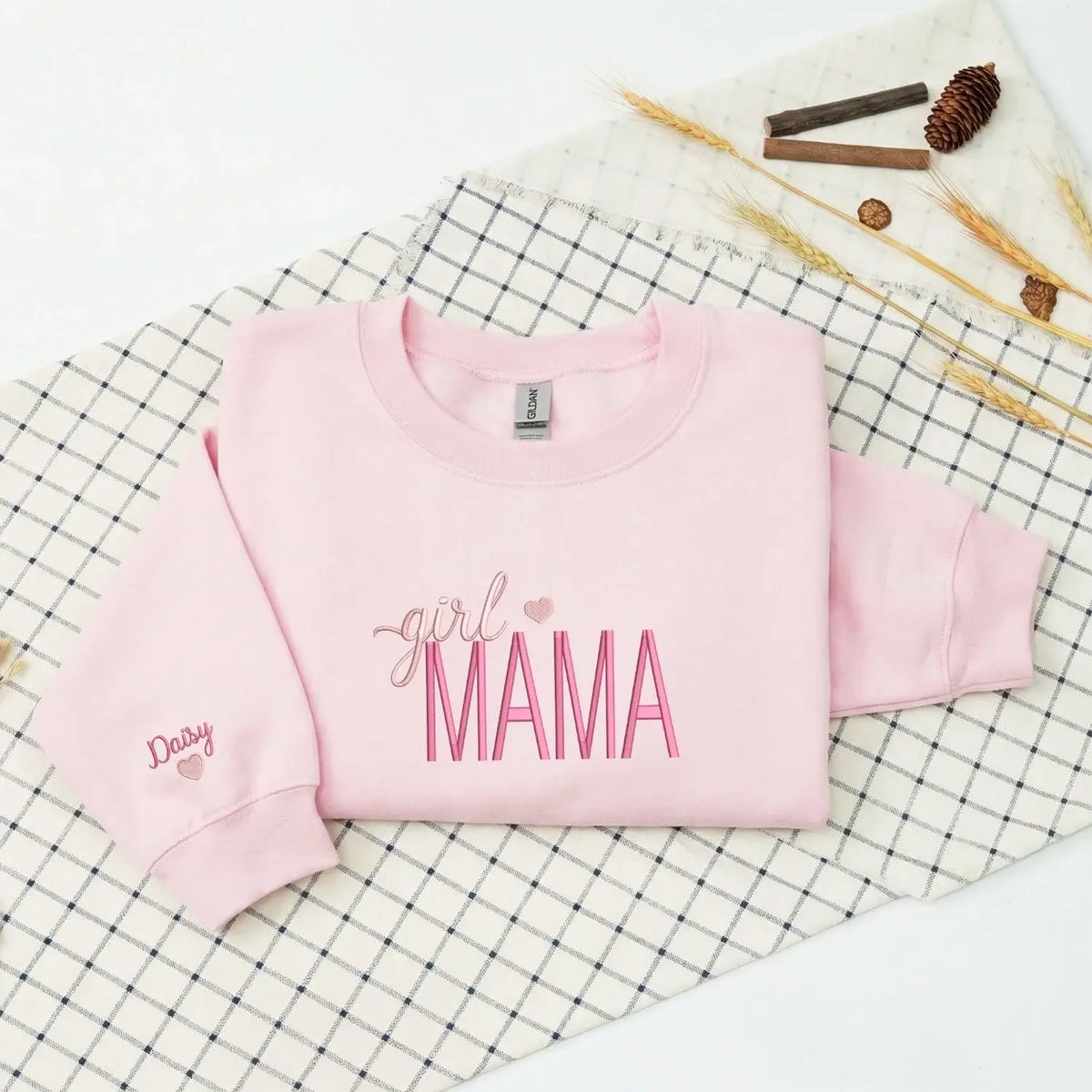 custom embroidered mama sweatshirt with kids names personalized mother's day gift for mom