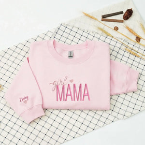 custom embroidered mama sweatshirt with kids names personalized mother's day gift for mom