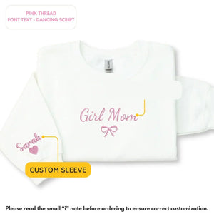Custom embroidered girl mom sweatshirt with kids names personalized mother's day gift for mom