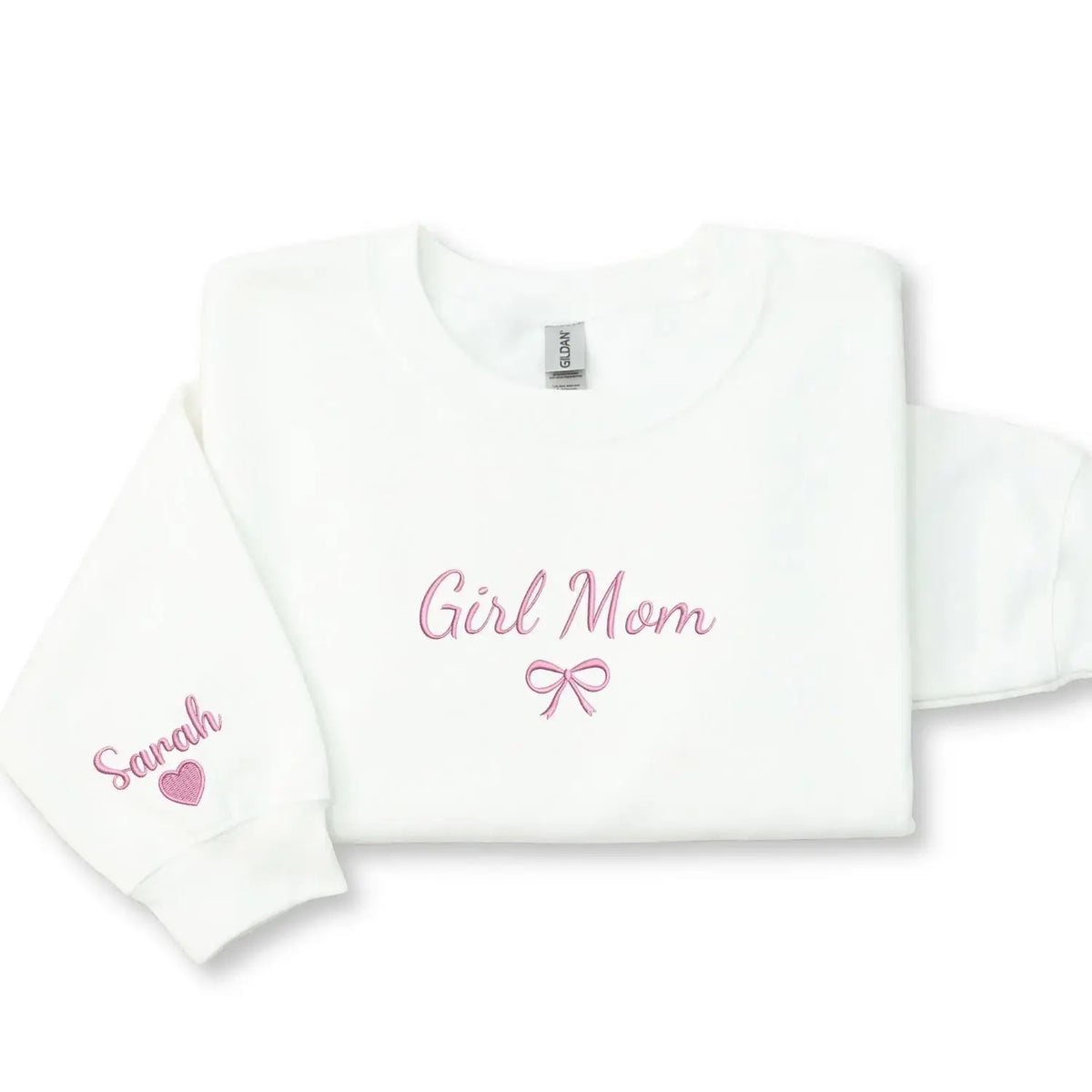 Custom embroidered girl mom sweatshirt with kids names personalized mother's day gift for mom