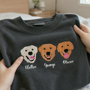 Custom Golden Retriever Portrait T-shirt for Dog Lover - Embroidered Pet Photo Full Color Pullover & Name - Dog Parent Gift