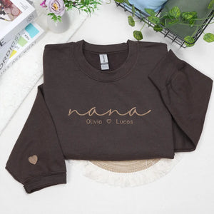 personalized grandma sweatshirt with embroidered grandkids names custom nana gigi gift