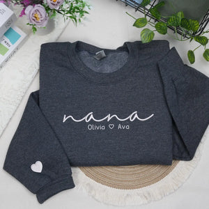 personalized grandma sweatshirt with embroidered grandkids names custom nana gigi gift