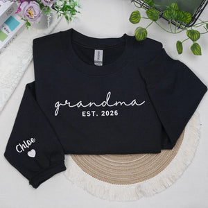 Custom Grandma Sweatshirt for Sister - Nana or Gigi Embroidered Mother’s Day Gift