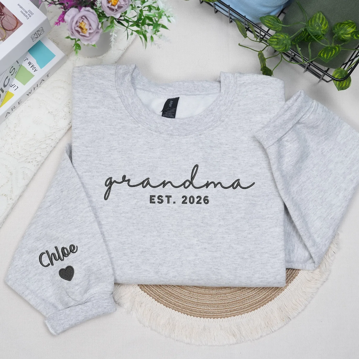Custom Mama Embroidered Sweatshirt - Personalized Gift for Wife, Mom, New Mom - Mother’s Day & Birthday