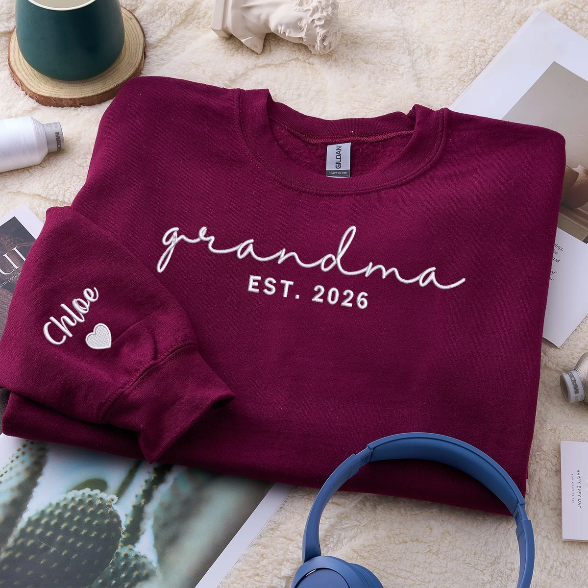 Custom Grandma Sweatshirt for Sister - Nana or Gigi Embroidered Mother’s Day Gift