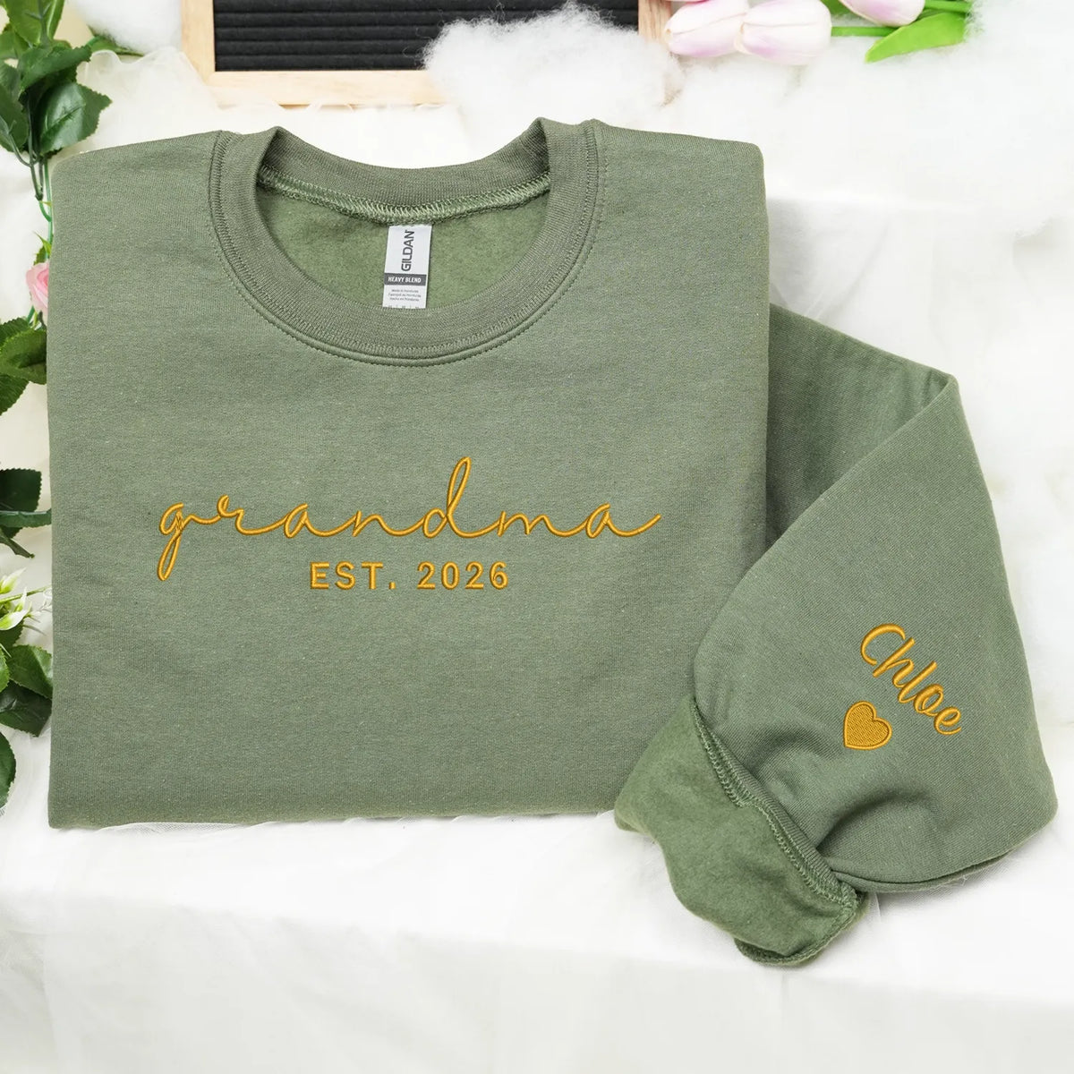 Personalized Mother's Day Gift for New Grandma Friend - Custom Grandma Nana or Gigi Embroidered Sweatshirt