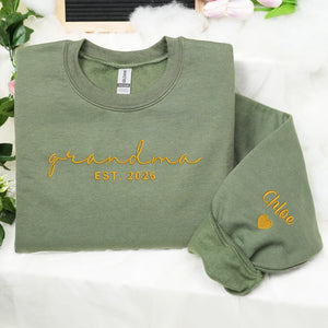 Personalized Mother's Day Gift for New Grandma Friend - Custom Grandma Nana or Gigi Embroidered Sweatshirt