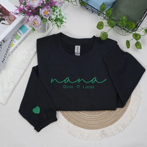 personalized grandma sweatshirt with embroidered grandkids names custom nana gigi gift
