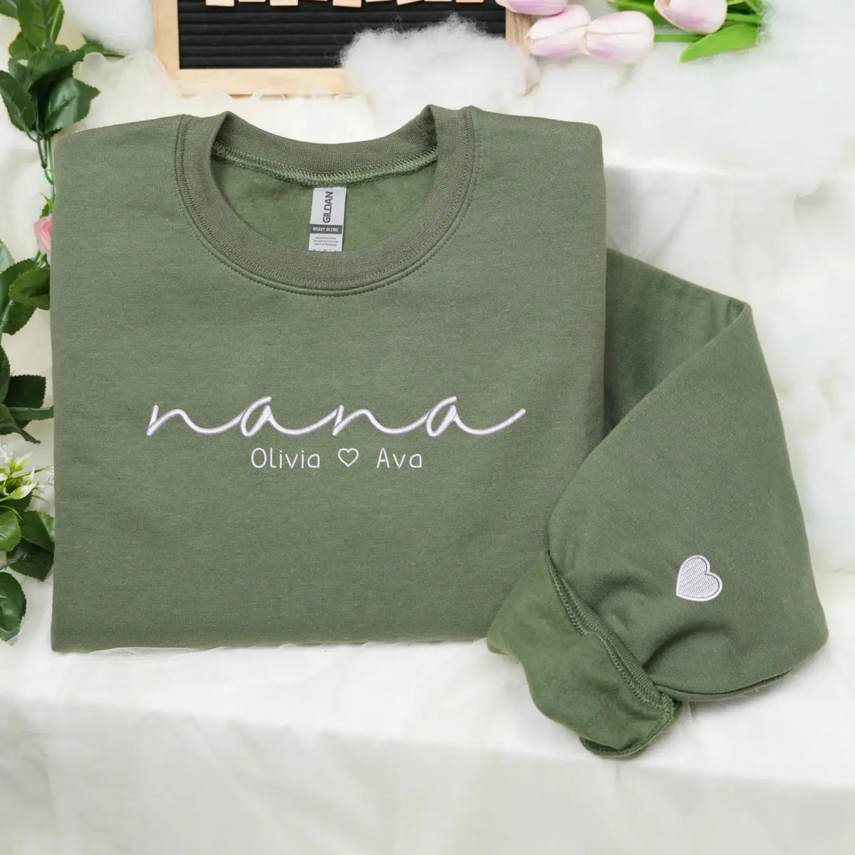 personalized grandma sweatshirt with embroidered grandkids names custom nana gigi gift