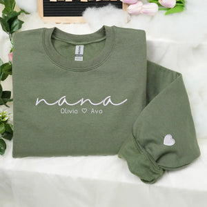 personalized grandma sweatshirt with embroidered grandkids names custom nana gigi gift