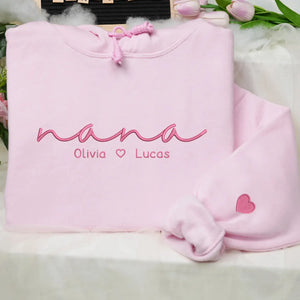 personalized grandma sweatshirt with embroidered grandkids names custom nana gigi gift