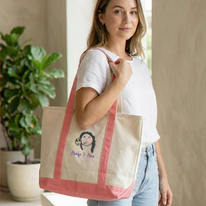 Custom Grandma Tote Bag with Kid Art, Embroidered Mimi Gift from Kids’ Artwork