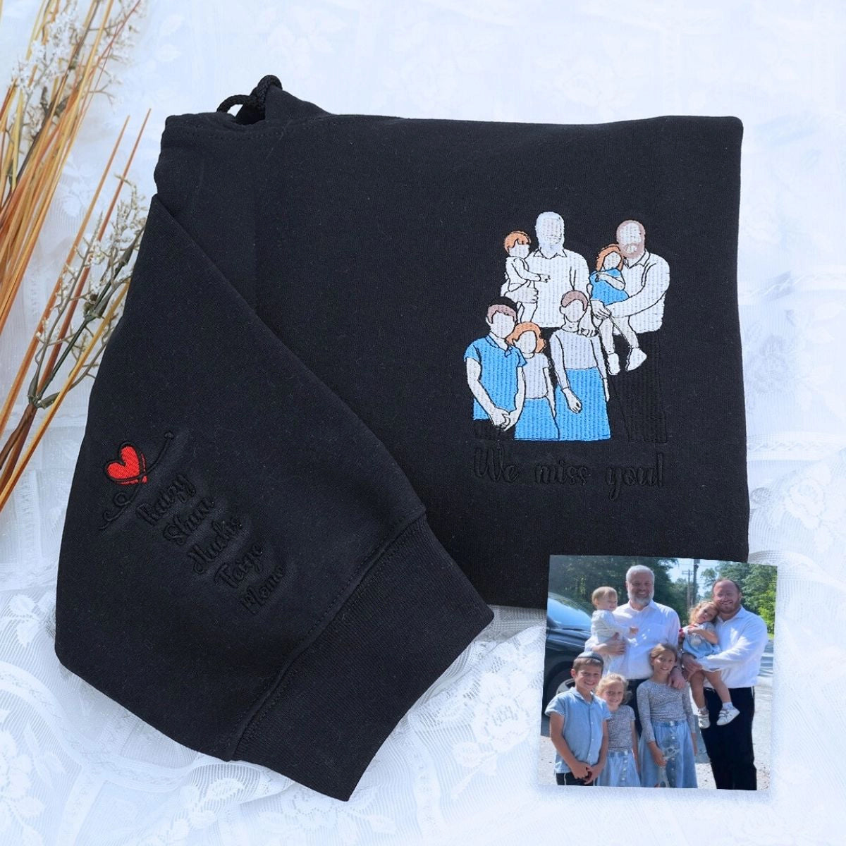 Custom Grandpa and Grandchild Photo Sweatshirt,  Embroidered Gift from Son to Father