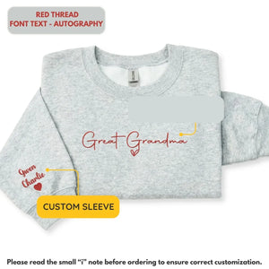 Custom embroidered great grandma sweatshirt with kids names personalized Mother's Day gift for grandma