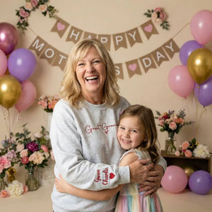 Custom embroidered great grandma sweatshirt with kids names personalized Mother's Day gift for grandma