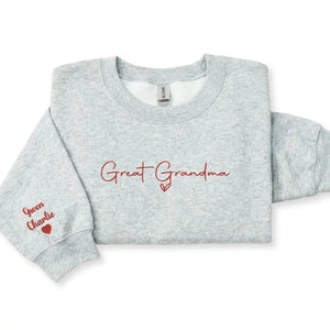 Custom embroidered great grandma sweatshirt with kids names personalized Mother's Day gift for grandma