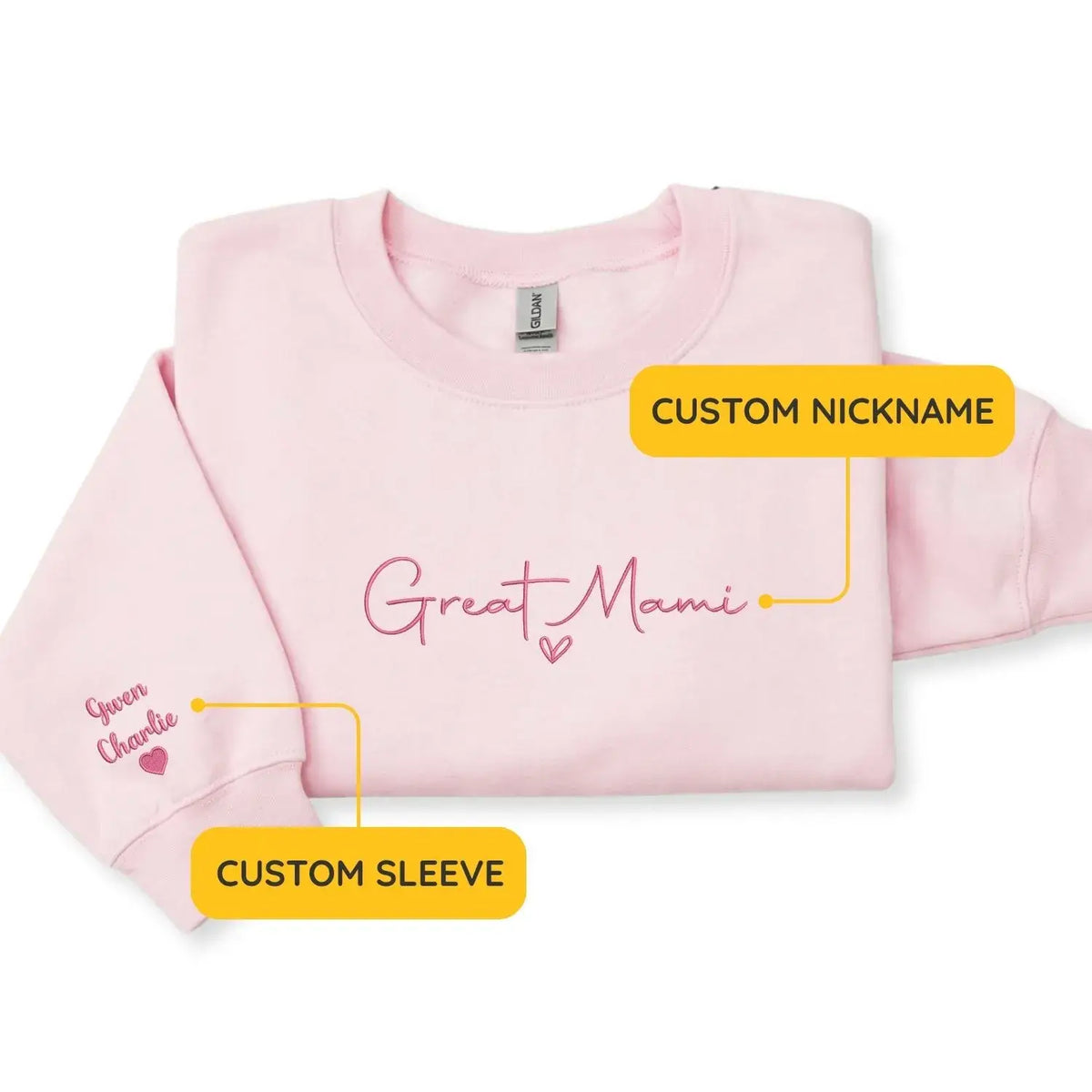 Personalized grandma sweatshirt with grandkids names on sleeve custom gift for grandma from grandkids
