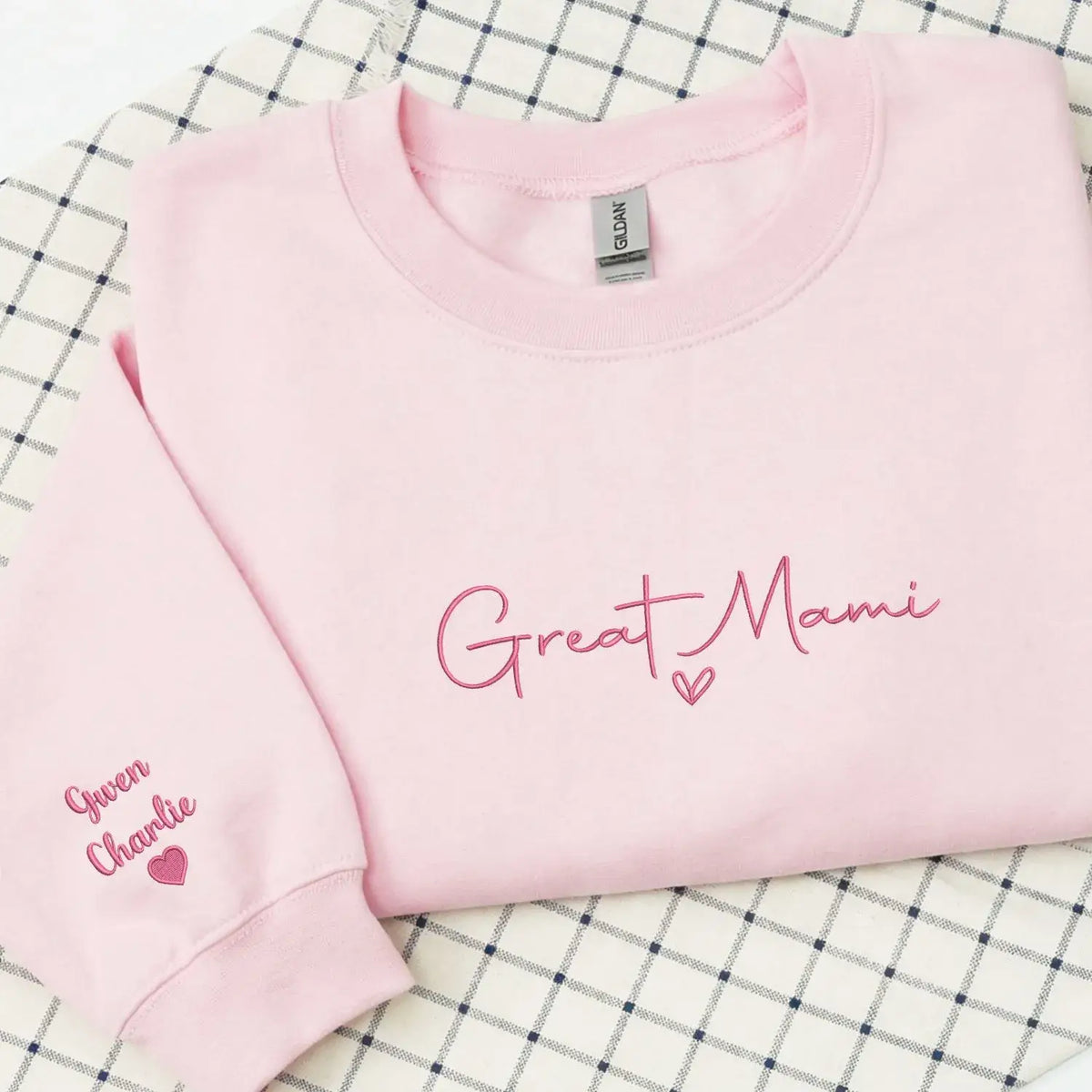 Personalized grandma sweatshirt with grandkids names on sleeve custom gift for grandma from grandkids
