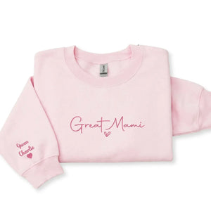 Personalized grandma sweatshirt with grandkids names on sleeve custom gift for grandma from grandkids