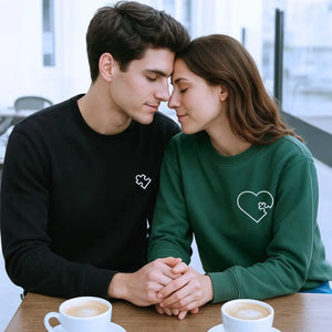 Custom embroidered heart puzzle hoodie for couples, Valentine’s gift for wife or husband
