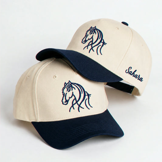 Custom Horse Outline Snapback Hats - Minimalist Embroidered Pet Photo Line Art Hats & Name for Horse Owner