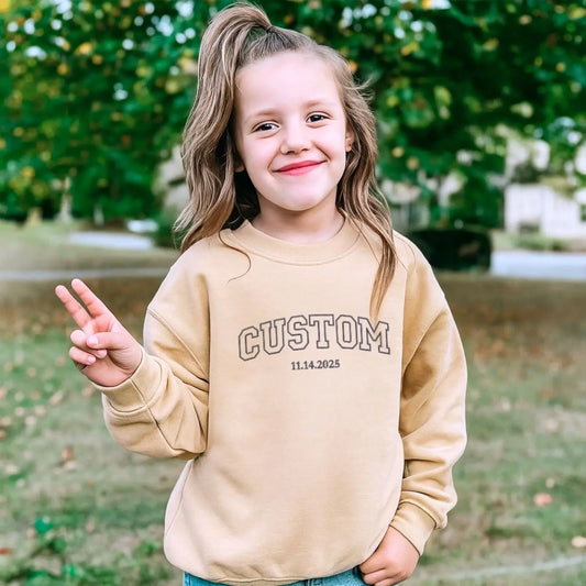 Personalized kids sweatshirt with custom embroidered design