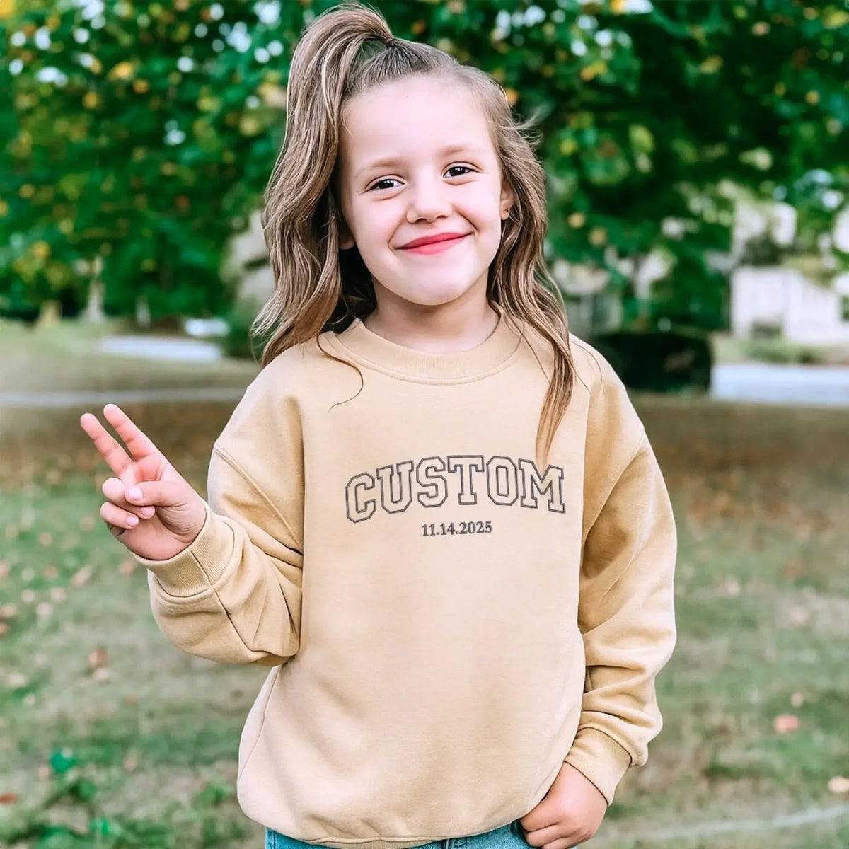 Personalized kids sweatshirt with custom embroidered design