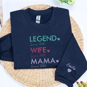 Custom embroidered mom sweatshirt with personalized family portrait design, meaningful Mother's Day gift for wife or new mom