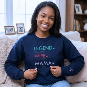 Custom embroidered mom sweatshirt with personalized family portrait design, meaningful Mother's Day gift for wife or new mom