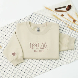custom embroidered ma sweatshirt with kids names personalized mother's day gift for mom