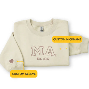 custom embroidered ma sweatshirt with kids names personalized mother's day gift for mom