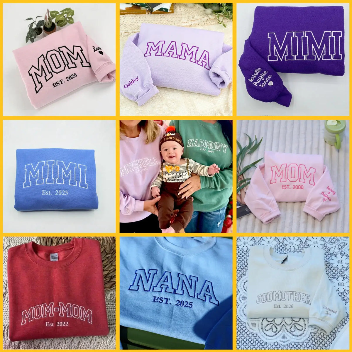 custom embroidered ma sweatshirt with kids names personalized mother's day gift for mom