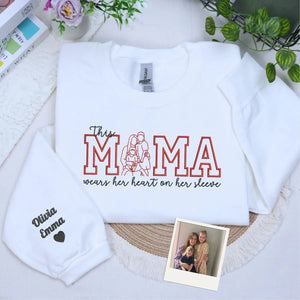 custom embroidered mama sweatshirt with kids portrait from photo personalized gift for mother