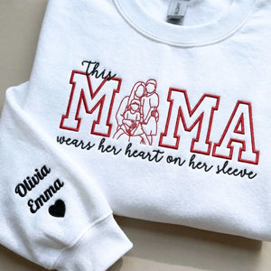 custom embroidered mama sweatshirt with kids portrait from photo personalized gift for mother