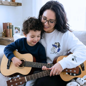 Custom embroidered mama photo portrait hoodie sweatshirt personalized Mother’s Day gift for mom wearing family design