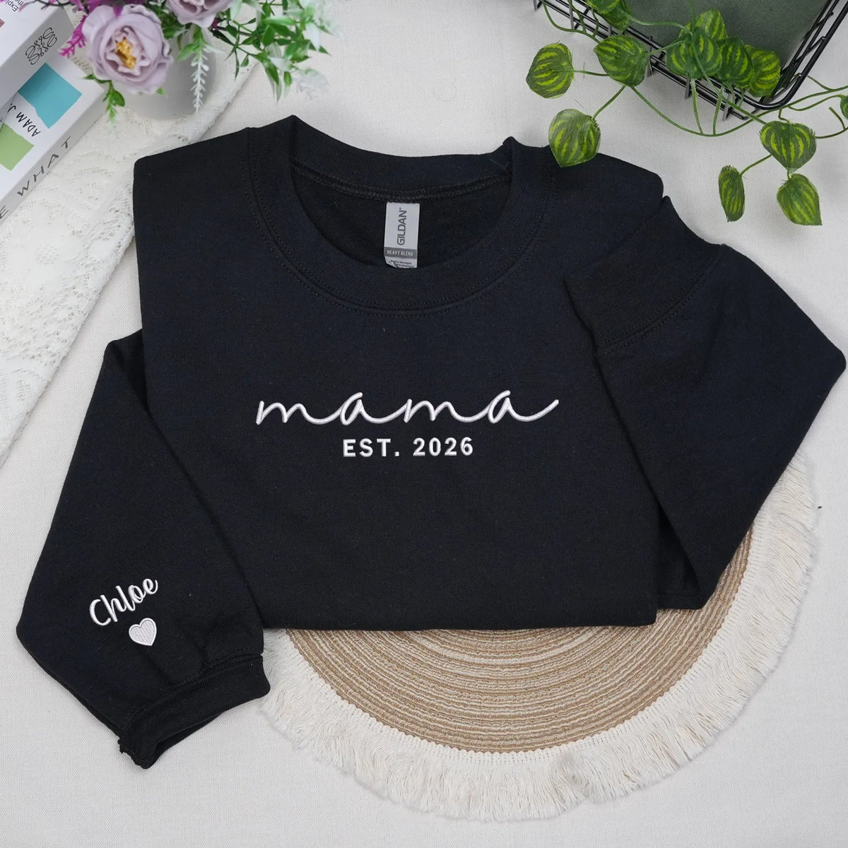 Mother's  Day Gift for Best Friend - Custom Mama Embroidered Sweatshirt