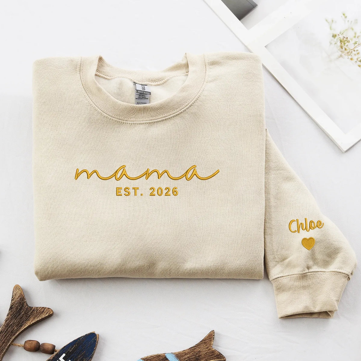Mother's  Day Gift for Best Friend - Custom Mama Embroidered Sweatshirt