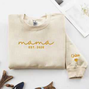 Mother's  Day Gift for Best Friend - Custom Mama Embroidered Sweatshirt