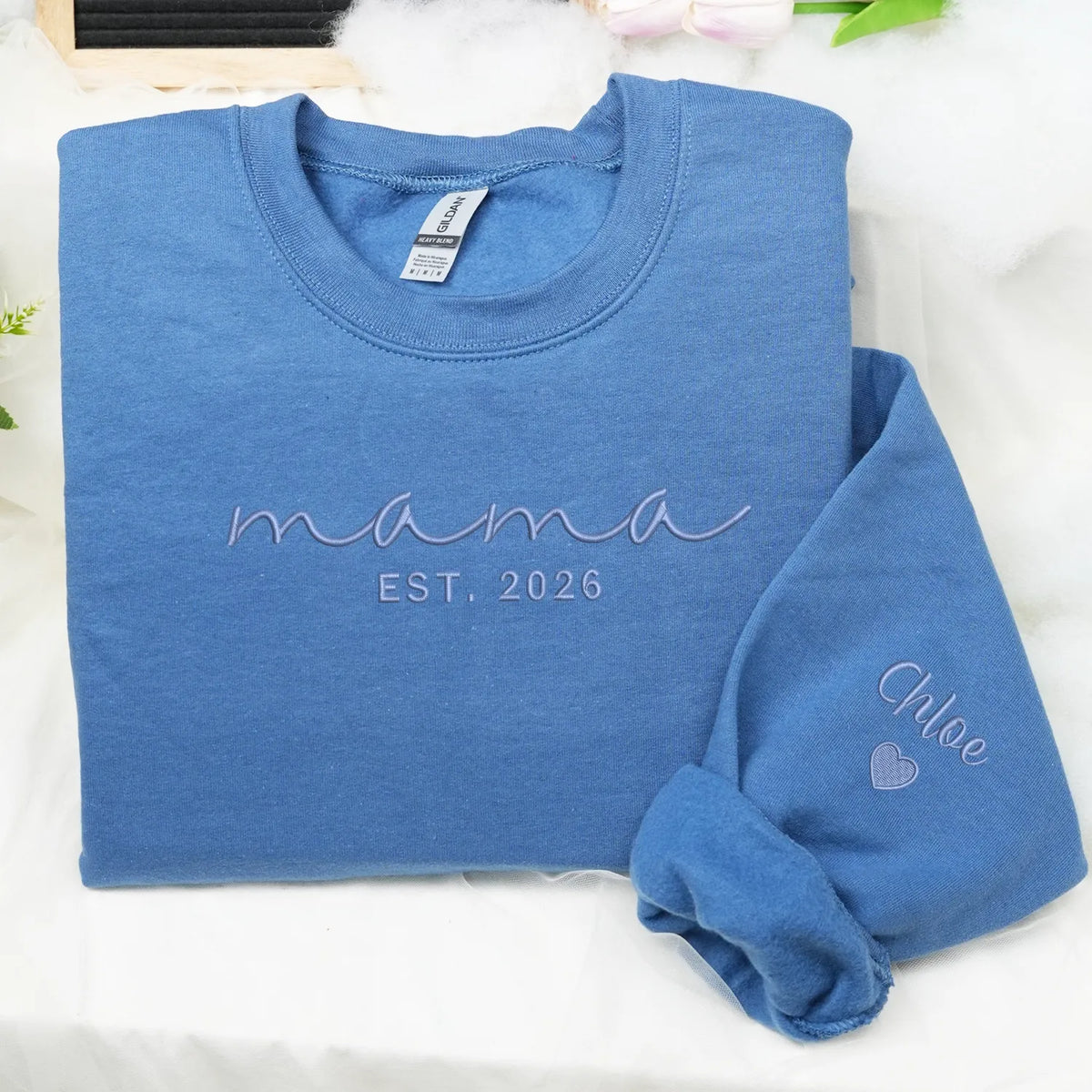 Mother's  Day Gift for Best Friend - Custom Mama Embroidered Sweatshirt