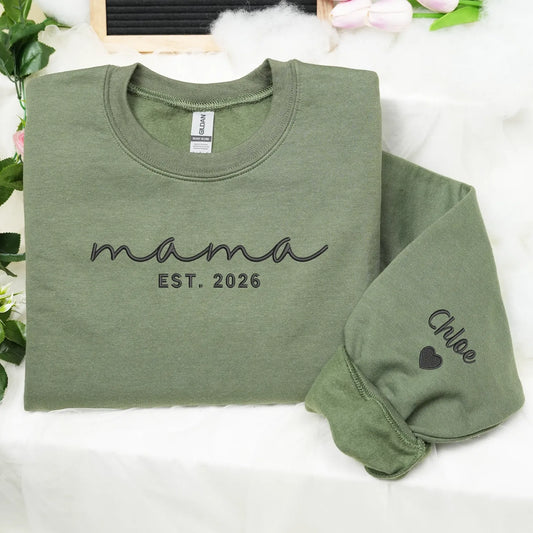 Mother’s Day Gift for Best Friend - Custom Mama Embroidered Sweatshirt