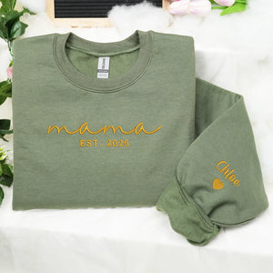 Mother's  Day Gift for Best Friend - Custom Mama Embroidered Sweatshirt