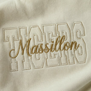 Custom Mascot Name Sweatshirt - Embroidered Back To School Team Name Crewneck