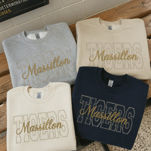 Custom Mascot Name Sweatshirt - Embroidered Back To School Team Name Crewneck