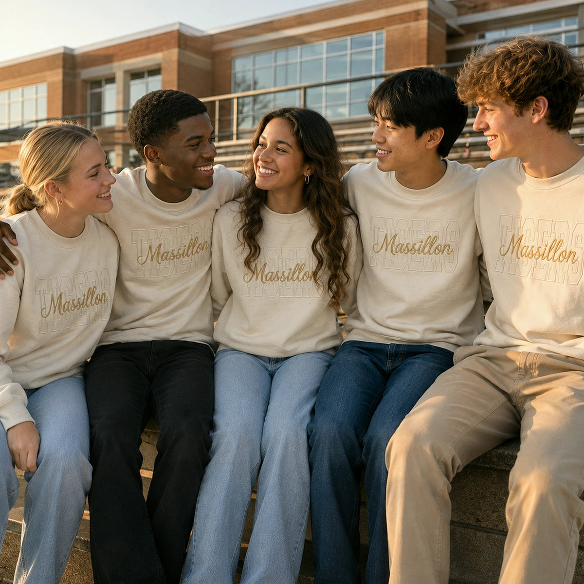 Custom Mascot Name Sweatshirt - Embroidered Back To School Team Name Crewneck