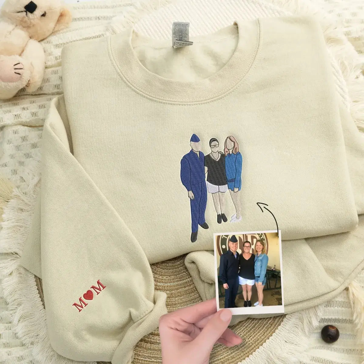 Custom Mom Kids Photo Hoodie Sweatshirt, Embroidered Gift for Wife from Husband