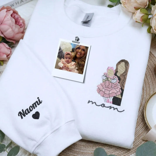 custom embroidered mom sweatshirt from photo personalized family portrait hoodie gift